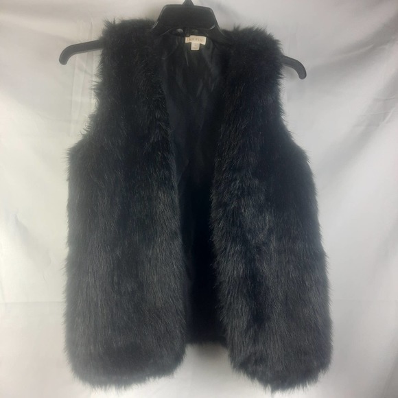 Decree Black Faux Fur sleeveless vest w/ pockets  Med - Picture 1 of 5